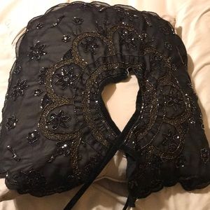 Black Shawl Beaded Sequin Evening Cape Cover Up